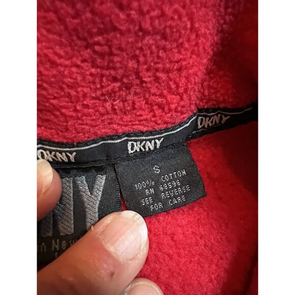 DKNY Spellout Sweater Quarter Zip Pullover | Red | Womens Size Small - Picture 7 of 14